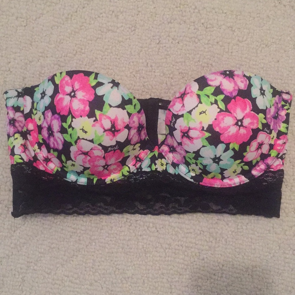 Victoria’s Sevret PINK Floral Lacy  Bra, 34C